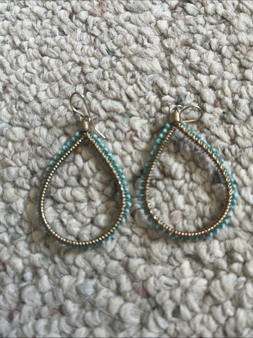 Turquoise Beaded Teardrop Hoop Earrings - Women Jewelry
